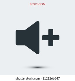 Increase Volume Sound Speaker Icon, stock vector illustration flat design style