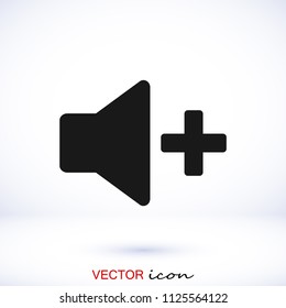 Increase Volume Sound Speaker Icon, stock vector illustration flat design style