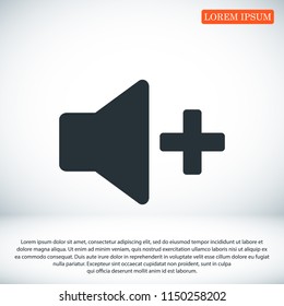 Increase Volume Sound Speaker Icon, stock vector illustration flat design style