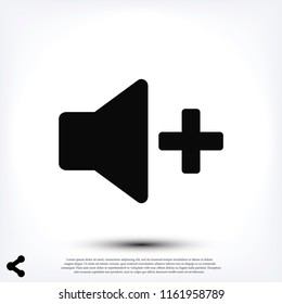 Increase Volume Sound Speaker Icon, stock vector illustration flat design style