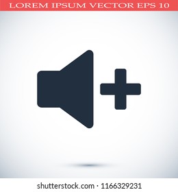 Increase Volume Sound Speaker Icon, stock vector illustration flat design style