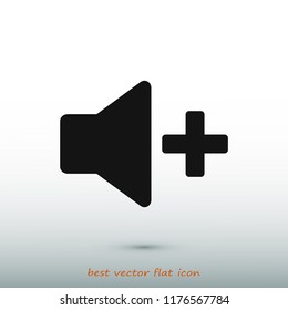 Increase Volume Sound Speaker Icon, stock vector illustration flat design style
