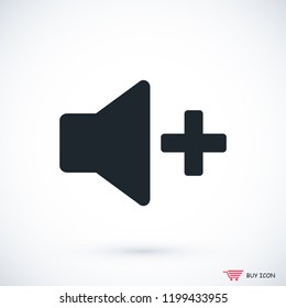 Increase Volume Sound Speaker Icon, stock vector illustration flat design style