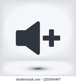 Increase Volume Sound Speaker Icon, stock vector illustration flat design style