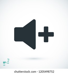 Increase Volume Sound Speaker Icon, stock vector illustration flat design style