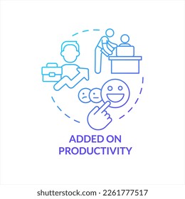 Increase workers productivity blue gradient concept icon. Motivate employee. Boost efficient in workplace abstract idea thin line illustration. Isolated outline drawing. Myriad Pro-Bold font used