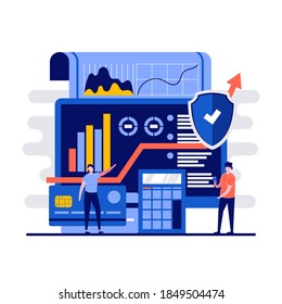 Increase your revenue concept with character. Capital increase and revenue growth. Profit or financial income strategy. Modern flat style for landing page, mobile app, infographics, hero images.