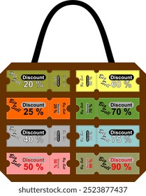 Increase your sales with this discount coupon template from 20% to 90% with square shapes. great for e-commerce, retail promotions, and marketing campaigns to attract customers and drive your business
