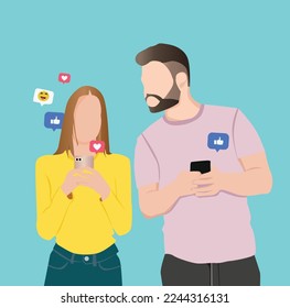 Increase your social media followers with successful marketing strategies: people on social media in vector