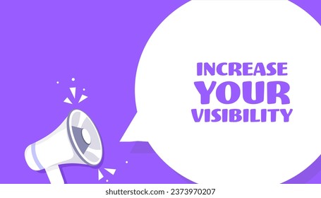Aumente su icono de visibilidad. Estilo de arte pop. Burbuja del discurso. Aumente su signo de visibilidad. 3 quinquies ilustración. Icono para negocios y publicidad. Icono de vector