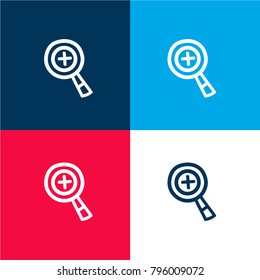 Increase zoom hand drawn symbol four color material and minimal icon logo set in red and blue