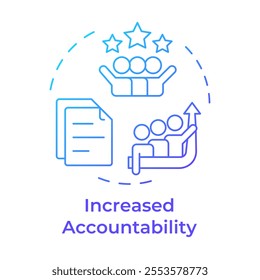 Increased accountability blue gradient concept icon. Business documentation, responsibility. Round shape line illustration. Abstract idea. Graphic design. Easy to use in infographic, presentation