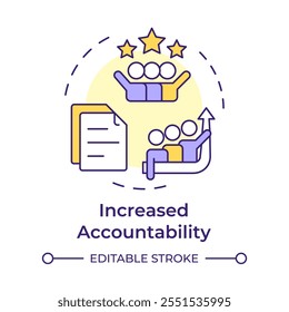 Increased accountability multi color concept icon. Business documentation, responsibility. Round shape line illustration. Abstract idea. Graphic design. Easy to use in infographic, presentation
