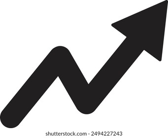 Increased arrow vector symbol icon, black arrow, growth icon, zigzag arrow . Isolated zigzag arrow icon can be used for web and mobile. EPS10, Vector 