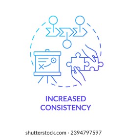 Increased consistency blue gradient concept icon. Brand identity. Trust building. Publish online. Quality content. Project management abstract idea thin line illustration. Isolated outline drawing