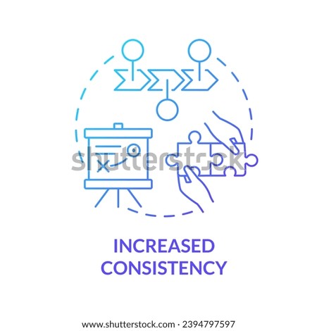 Increased consistency blue gradient concept icon. Brand identity. Trust building. Publish online. Quality content. Project management abstract idea thin line illustration. Isolated outline drawing