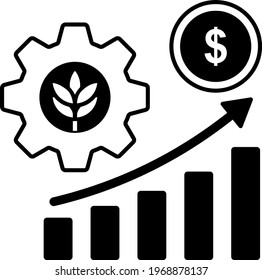 Increased crop yields and reducing cost  Vector Icon Design, Smart agriculture symbol on white background, Digital agriculture Sign, satellite farming stock, profit and cost efficiency Concept, 