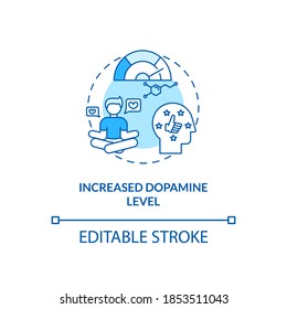 Increased dopamine level concept icon. Social media addiction idea thin line illustration. Motivation increasing. Positive effects. Vector isolated outline RGB color drawing. Editable stroke