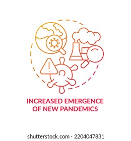 Increased Emergence Of New Pandemics Red Gradient Concept Icon. Consequence Of Overpopulation Abstract Idea Thin Line Illustration. Isolated Outline Drawing. Myriad Pro-Bold Fonts Used