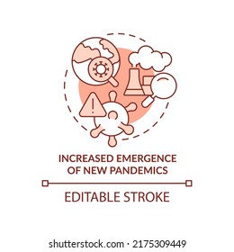 Increased Emergence Of New Pandemics Terracotta Concept Icon. Overpopulation Abstract Idea Thin Line Illustration. Isolated Outline Drawing. Editable Stroke. Arial, Myriad Pro-Bold Fonts Used