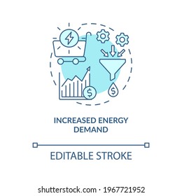 Increased energy demand concept icon. Industry trend idea thin line illustration. Increasing urbanization. Forecasting. Emerging economy. Vector isolated outline RGB color drawing. Editable stroke