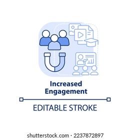 Increased engagement light blue concept icon. Microlearning benefit abstract idea thin line illustration. Satisfaction. Isolated outline drawing. Editable stroke. Arial, Myriad Pro-Bold fonts used