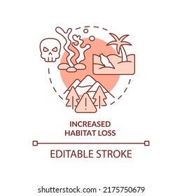 Increased habitat loss terracotta concept icon. Overpopulation effect on nature abstract idea thin line illustration. Isolated outline drawing. Editable stroke. Arial, Myriad Pro-Bold fonts used