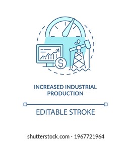 Increased industrial production concept icon. Oil price factor idea thin line illustration. Demands for infrastructure materials. Vector isolated outline RGB color drawing. Editable stroke