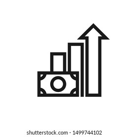 Increased money statistics icon with line style design suitable for business, bank icons, website, app, and user interface design on white background. Pixel Perfect 48x48. Vector illustration EPS 10.