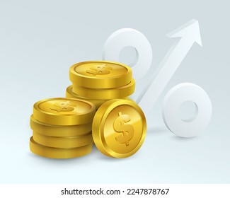 Increased money value gives more percentage. income growth, boost business revenue, investment return, fund raising, pension savings account.