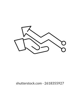 increased motivation icon, graph growth improvement, raise success marketing, thin line symbol on white background - editable stroke vector illustration