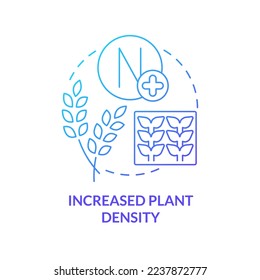 Icono de concepto de gradiente azul de mayor densidad de planta. Nitrógeno para el suelo. Fuente de la productividad agrícola abstracta idea de la delgada línea ilustración. Dibujo de contorno aislado. Se usa una fuente Myriad Pro-Bold