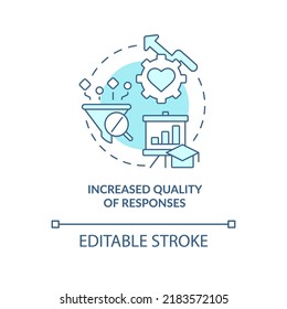 Increased quality of responses turquoise concept icon. Digital engagement advantage abstract idea thin line illustration. Isolated outline drawing. Editable stroke. Arial, Myriad Pro-Bold fonts used