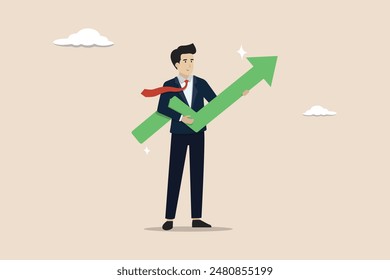Increased revenue, investment, wealth or income increase graph, smart businessman company leader increases graph sign up.