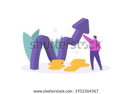 increased revenue, increased profit, increased sales. a data analyst who is analyzing a data growth. flat style. people vector illustration design