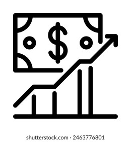 Erhöhte Vektorgrafik von Verkaufssymbolen im Gliederungsstil für Unternehmen, Finanzen, Investitionen, Vertrieb und Marketing