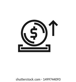 Increased saving coins icon with line style design suitable for investment, business, bank icons, website, app, and user interface design on white background. Pixel Perfect 48x48. Vector EPS 10.