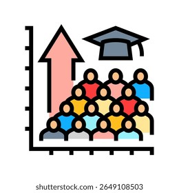 increased school enrollment color icon vector. increased school enrollment sign. isolated symbol illustration
