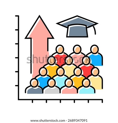 increased school enrollment color icon vector. increased school enrollment sign. isolated symbol illustration