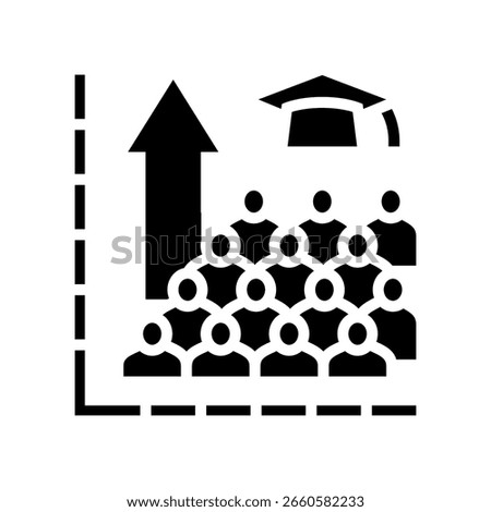 increased school enrollment glyph icon vector. increased school enrollment sign. isolated symbol illustration