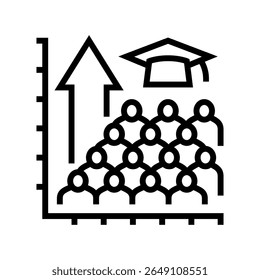 increased school enrollment line icon vector. increased school enrollment sign. isolated contour symbol black illustration