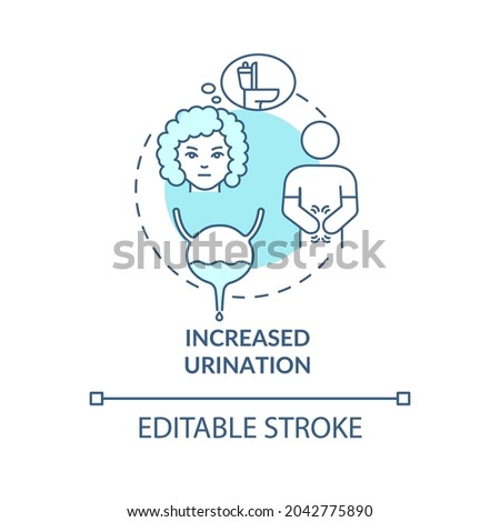 Increased urination blue concept icon. Frequent peeing causes dehydration. Sign of diabetes. Fluid loss abstract idea thin line illustration. Vector isolated outline color drawing. Editable stroke
