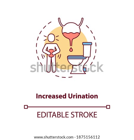 Increased urination concept icon. Energy drinks side effects idea thin line illustration. Frequent urination. Drinking fluid large amounts. Vector isolated outline RGB color drawing. Editable stroke