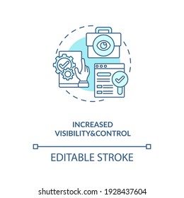 Increased visibility and control concept icon. Contract management automation advices. Contract management idea thin line illustration. Vector isolated outline RGB color drawing. Editable stroke