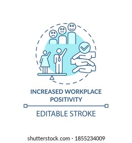 Increased workplace positivity concept icon. Gender diversity policy advantages. Best work employee mananging idea thin line illustration. Vector isolated outline RGB color drawing. Editable stroke