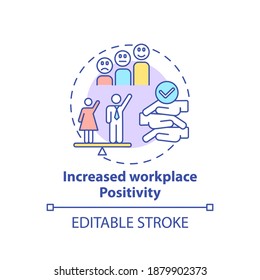 Increased workplace positivity concept icon. Gender diversity policy benefits. Better job employee mananging idea thin line illustration. Vector isolated outline RGB color drawing. Editable stroke