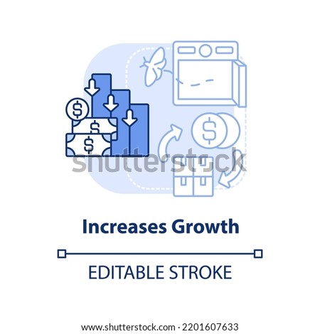 Increases growth light blue concept icon. Savings and deposits. Effect of inflation abstract idea thin line illustration. Isolated outline drawing. Editable stroke. Arial, Myriad Pro-Bold fonts used
