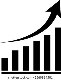Increasing arrow sign in black Growing Graph sign vector