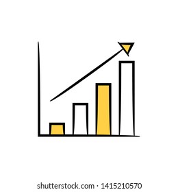 increasing bar chart icon yellow doodle theme