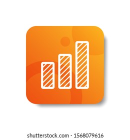 increasing bar chart round icon in outline / line and stripes style with colorful smooth gradient background, suitable for mobile and web UI, app button,  infographic, etc